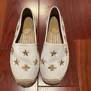 Gucci Calfskin Bee Star Embroidered Espadrilles size 37